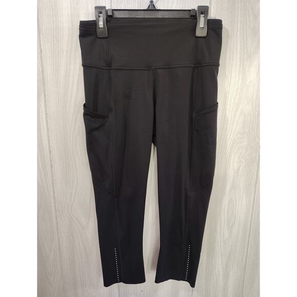 Lululemon Cropped Fast Free Leggings Black Athletic Workout Biker Sport - Picture 1 of 6